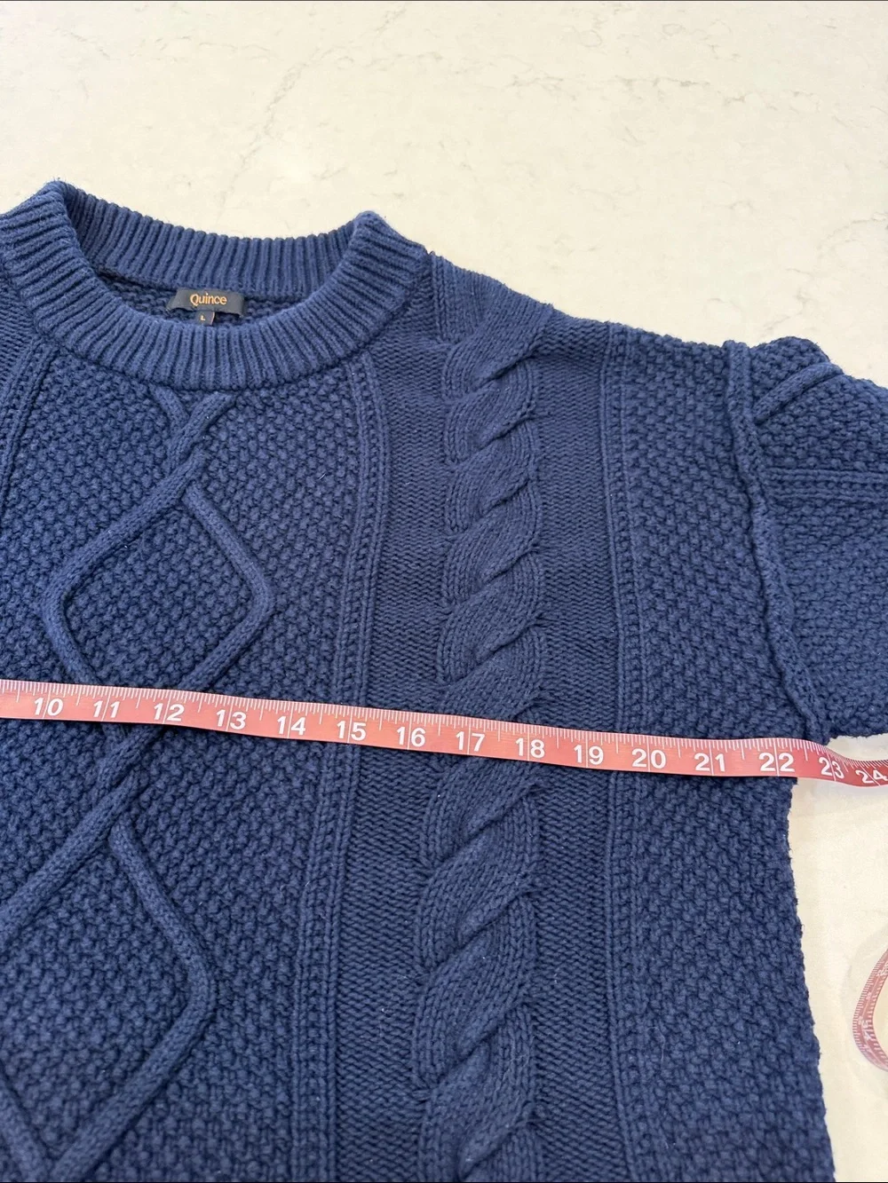 Quince 100% Organic Cotton Cropped Cable Crew Sweater‎ Size Large